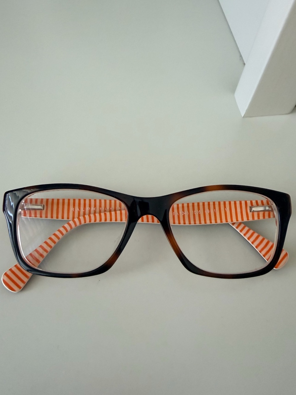 RALPH LAUREN 7046 1005 Rectangle Havana Brown Tortoise Eyeglasses LIKE NEW
